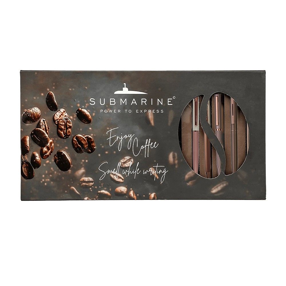 Premium Coffee Aroma Metal Pen & Diary Gift Set