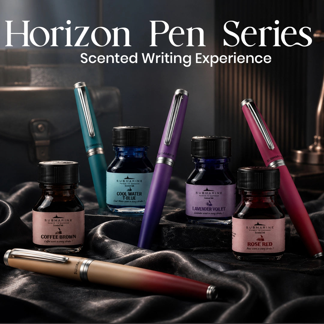 Horizon Dual Shade Fragrance Roller & Fountain Pen Set - Cool Water Teal Blue