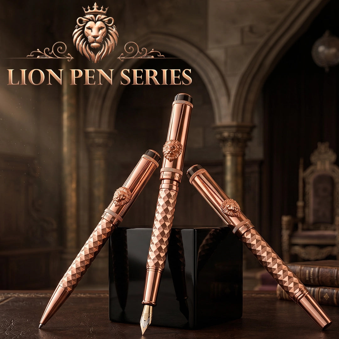 Royal Edition Lion Metal Ball Pen - Set of 2 - Rose Gold