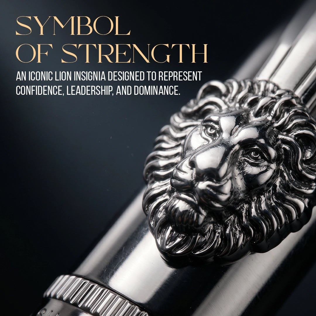Royal Edition Lion Metal Roller & Fountain Pen Set - Gun Metal & Rose Gold