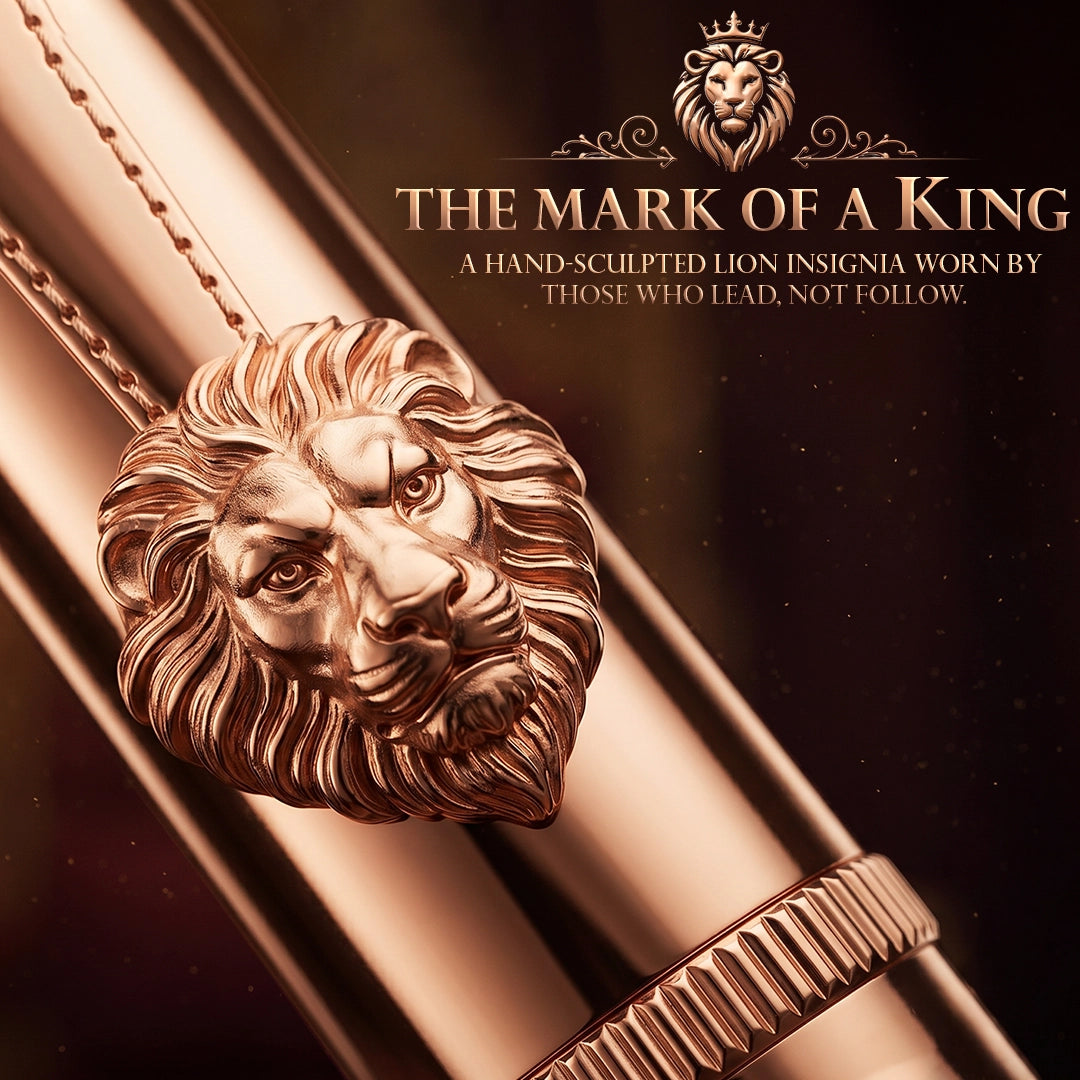 Royal Edition Lion Metal Roller, Ball, & Fountain Pen Set - Rose Gold