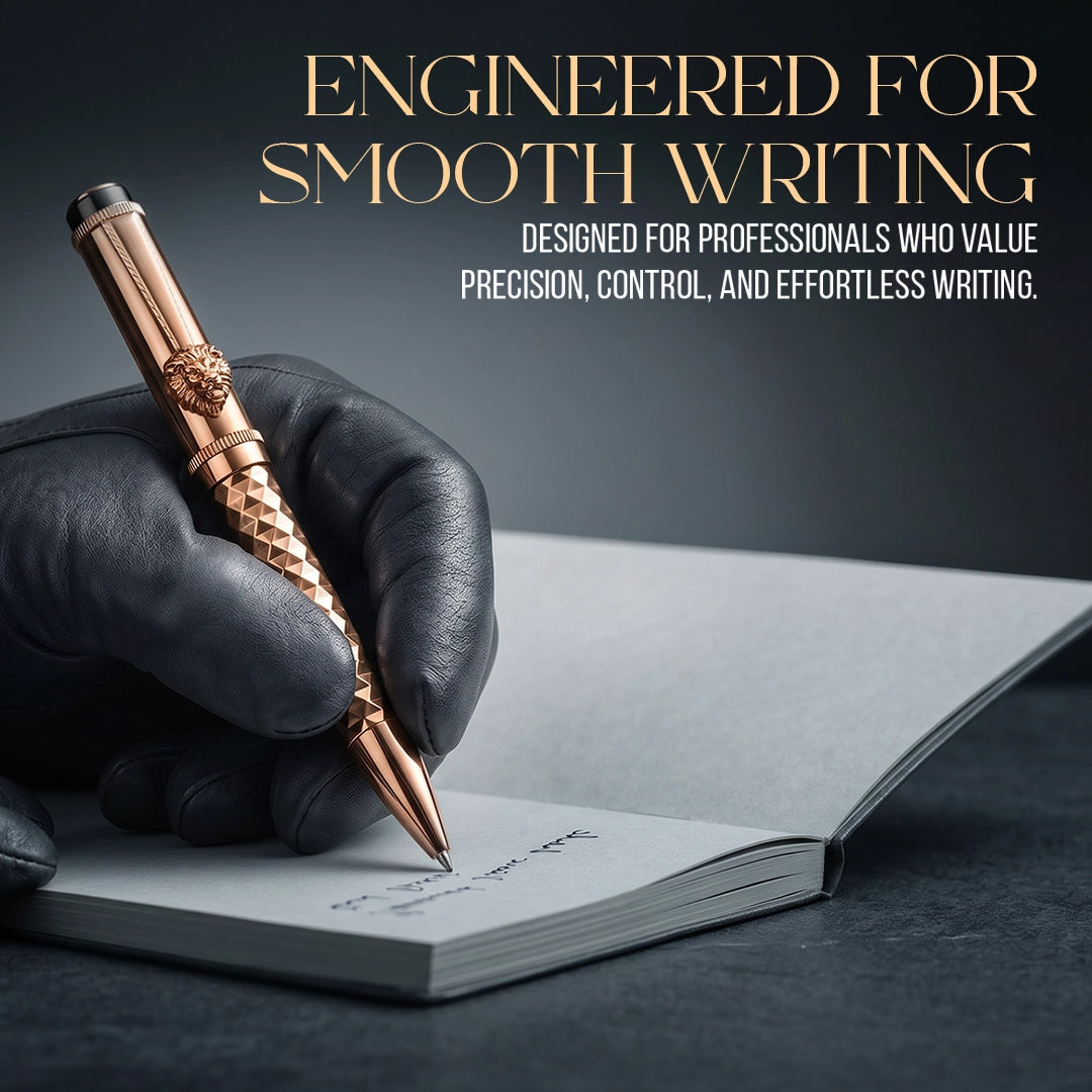 Royal Edition Lion Metal Roller & Fountain Pen Set - Gun Metal & Rose Gold