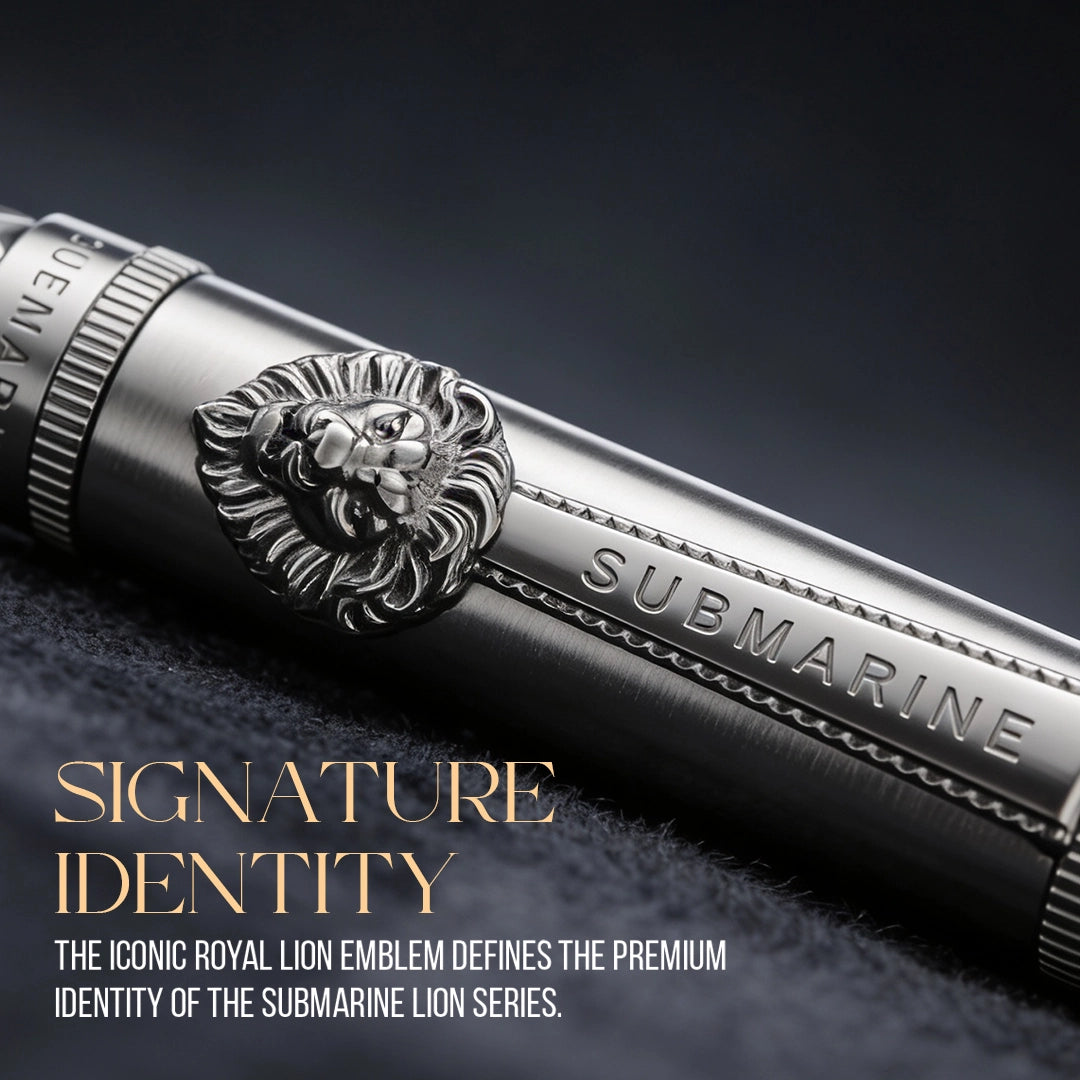 Royal Edition Lion Metal Roller & Fountain Pen Set - Gun Metal & Rose Gold