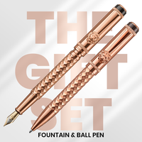 Royal Edition Lion Metal Ball & Fountain Pen Set - Rose Gold