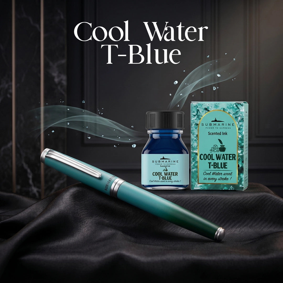 Horizon Dual Shade Fragrance Roller & Fountain Pen Set - Cool Water T-Blue