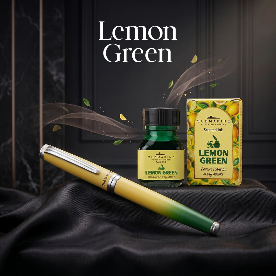 Horizon Dual Shade Fragrance Roller & Fountain Pen Set - Lemon Green