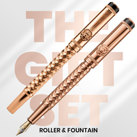 Royal Edition Lion Metal Roller & Fountain Pen Set - Rose Gold