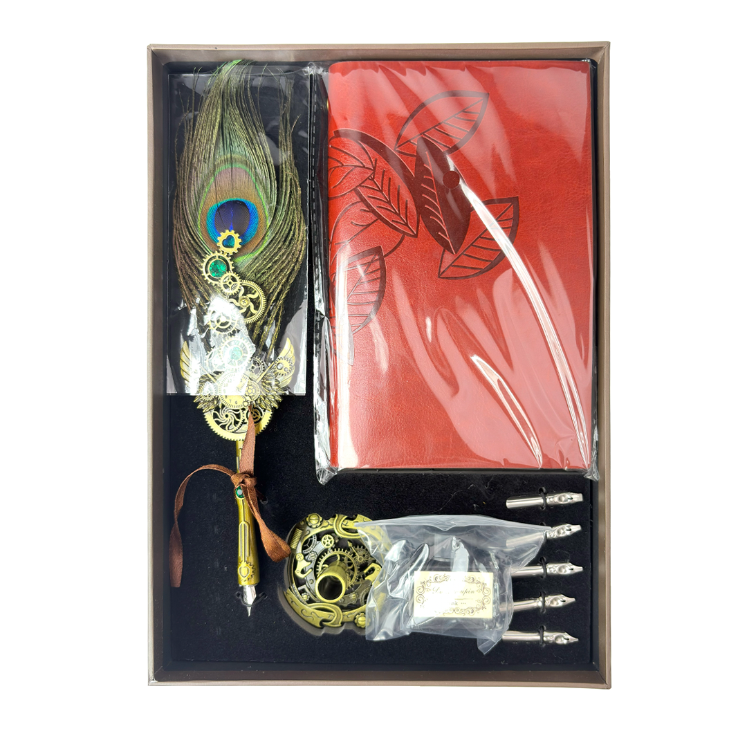 Peacock Feather Pen & Diary Set