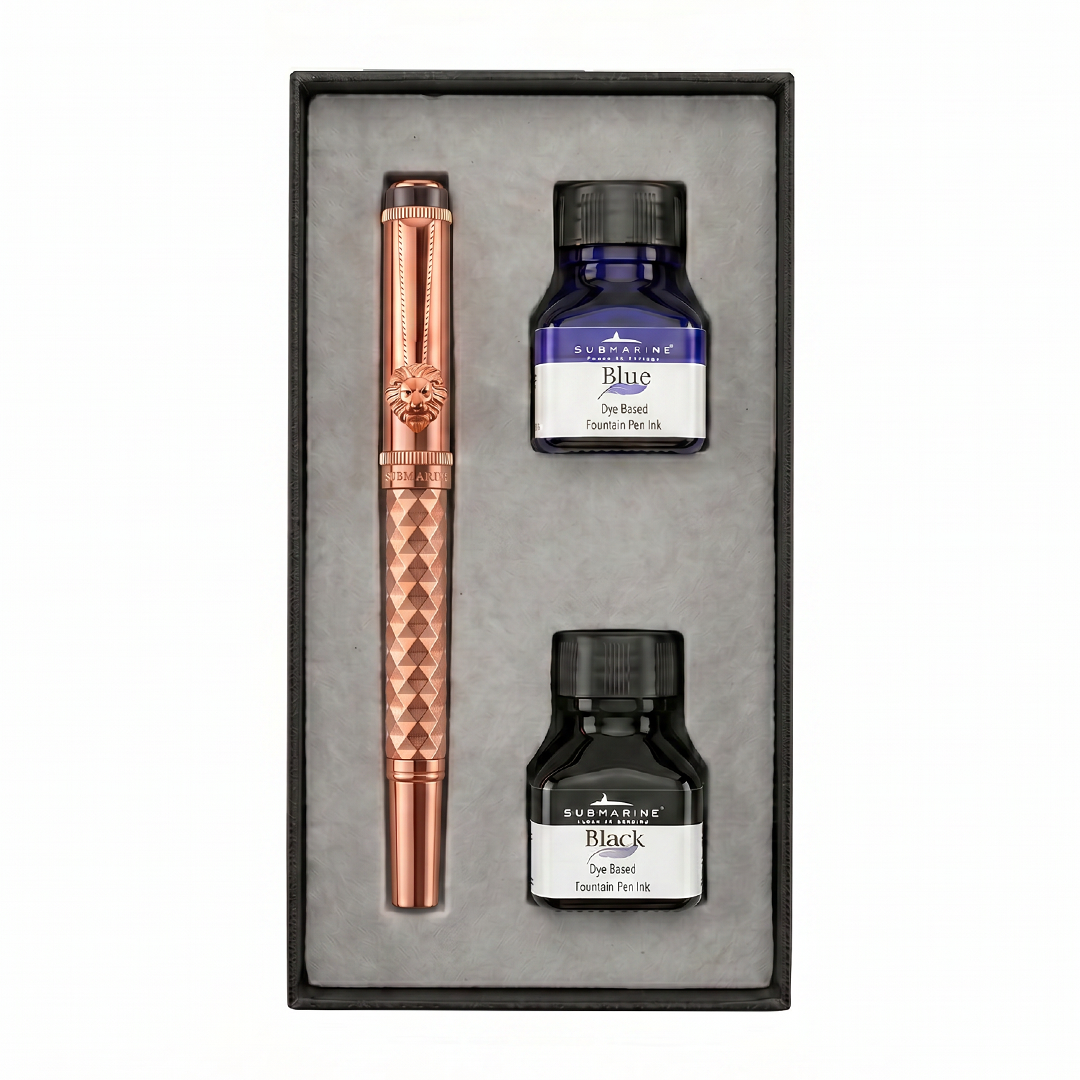 Royal Edition Lion Metal Fountain Pen - Rose Gold