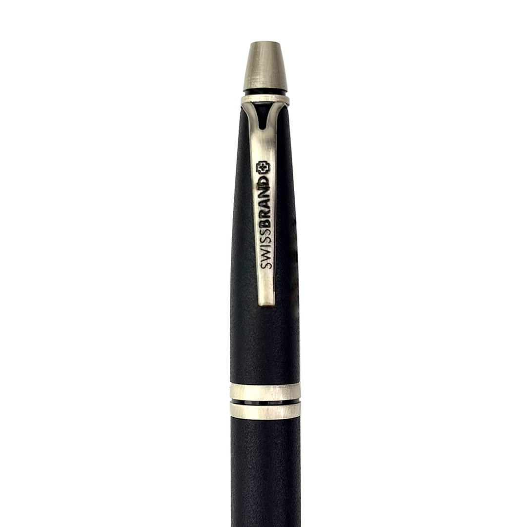 SWISSBRAND Vivid 2532 Matte black chrome Ballpoint Pen with chrome trim