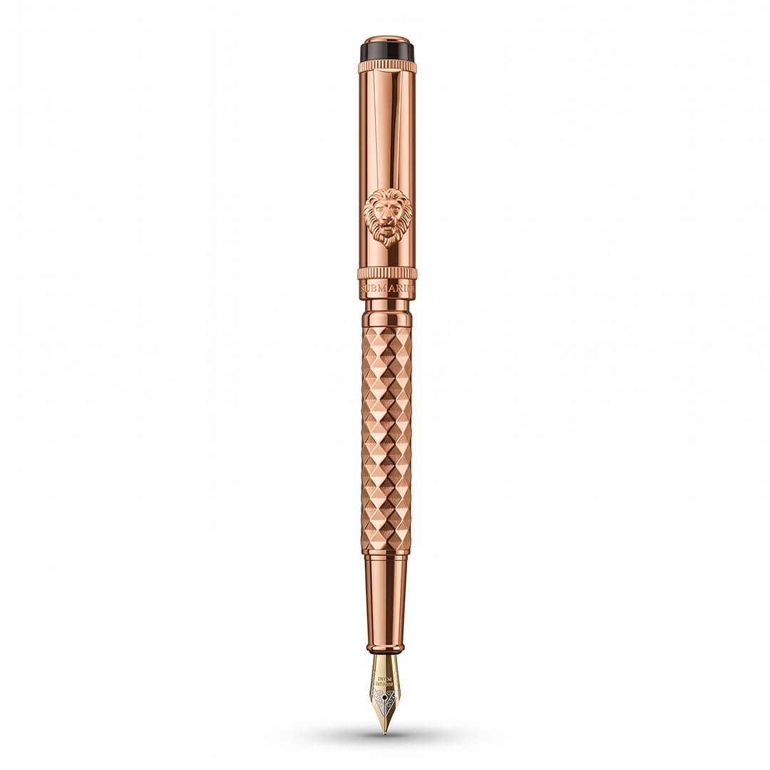 Royal Edition Lion Metal Fountain Pen - Set of 3 - Rose Gold
