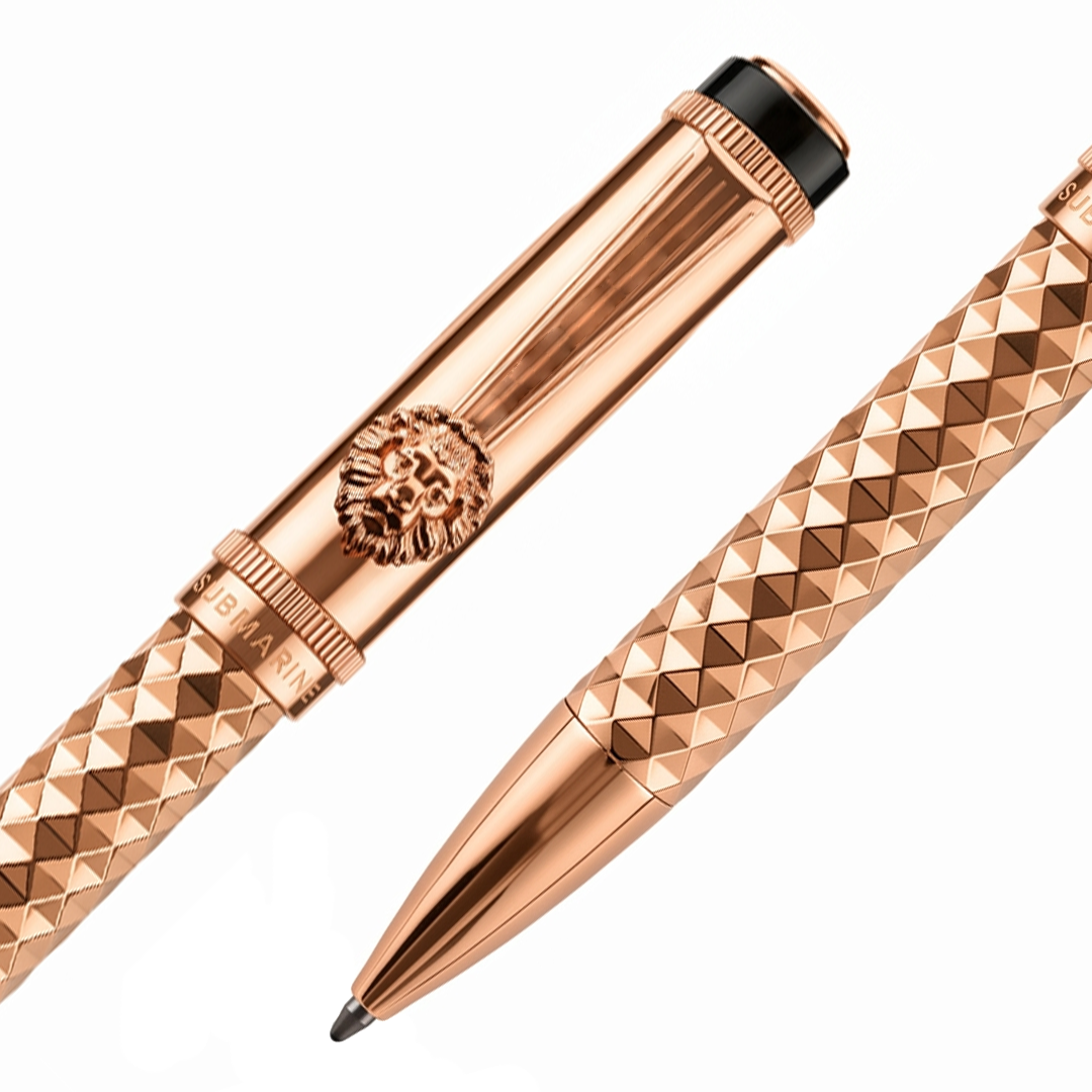 Royal Edition Lion Metal Ball Pen - Set of 3 - Rose Gold