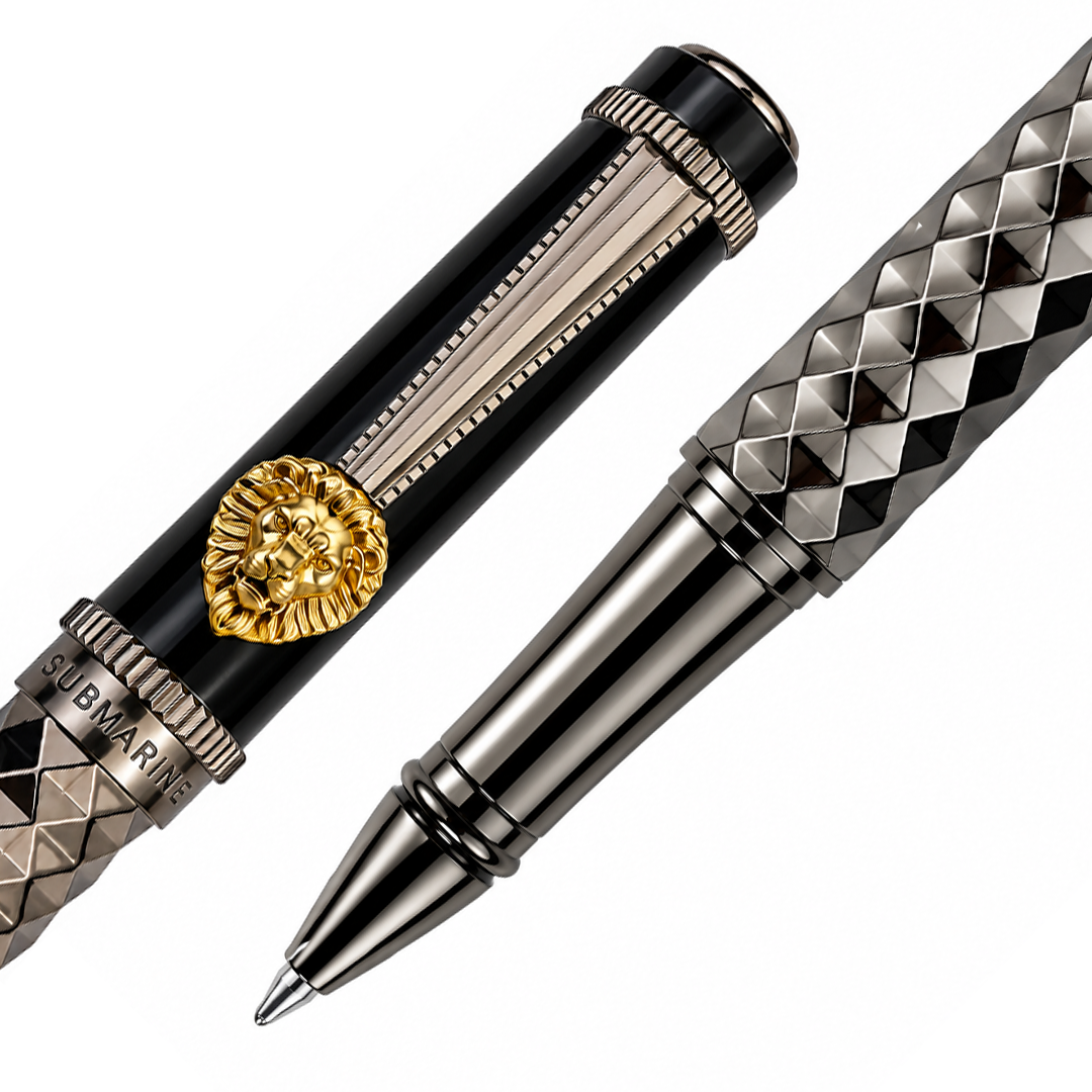 Royal Edition Lion Metal Roller Pen - Set of 2 - Gun Metal & Limited Edition