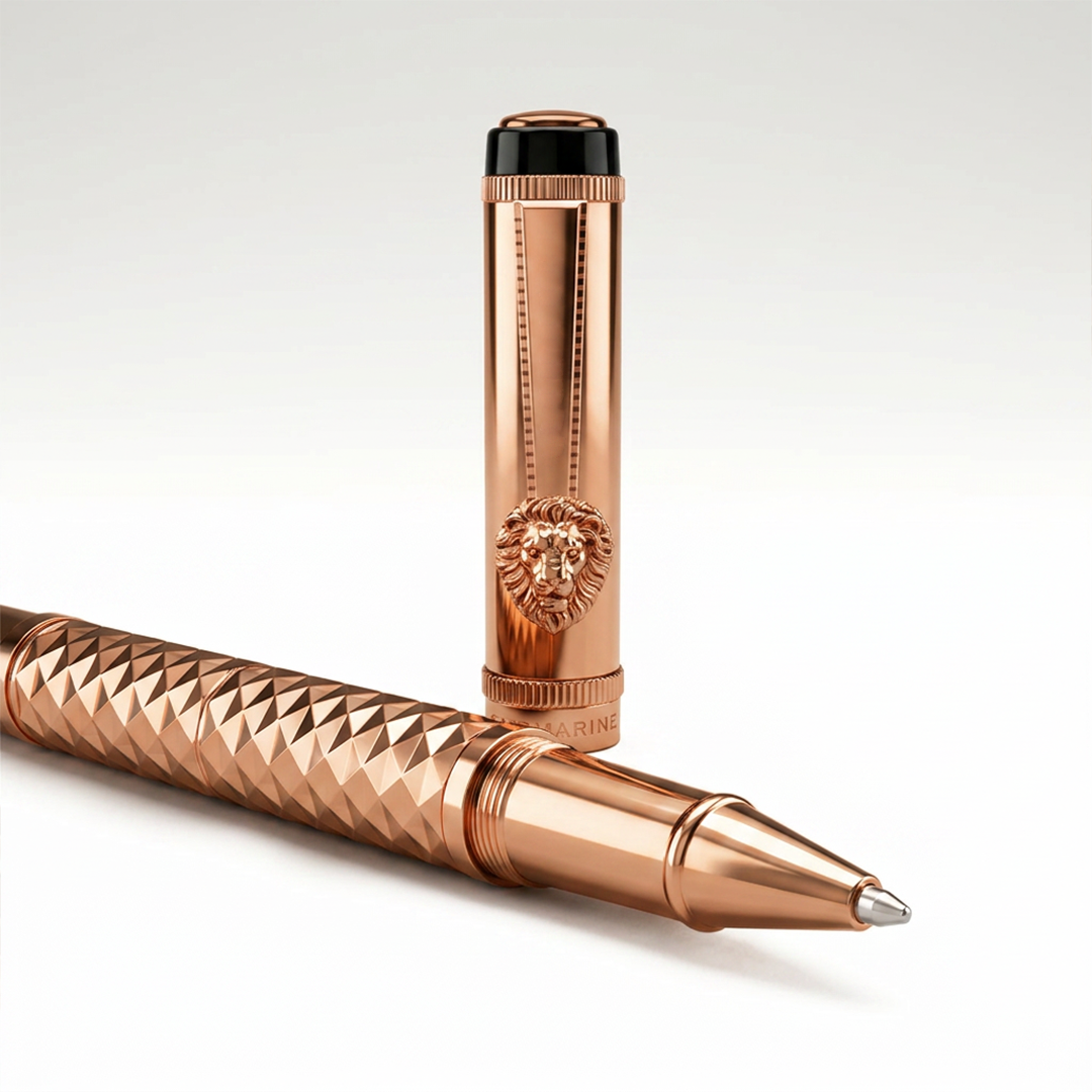 Royal Edition Lion Metal Roller Pen - Rose Gold