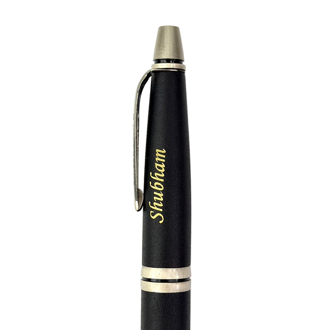 SWISSBRAND Vivid 2532 Matte black chrome Ballpoint Pen with chrome trim