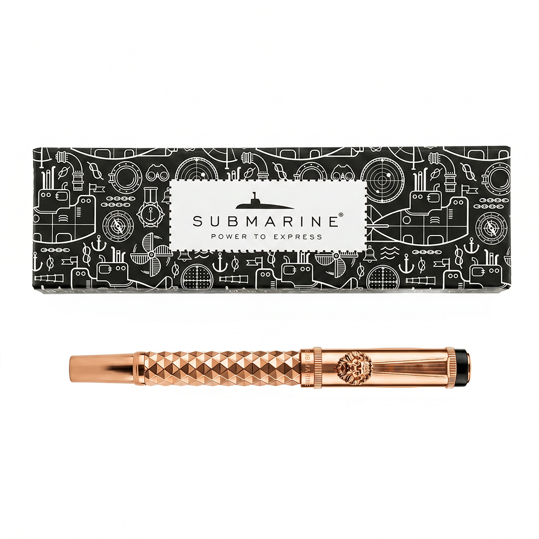 Royal Edition Lion Metal Roller Pen - Set of 2 - Rose Gold