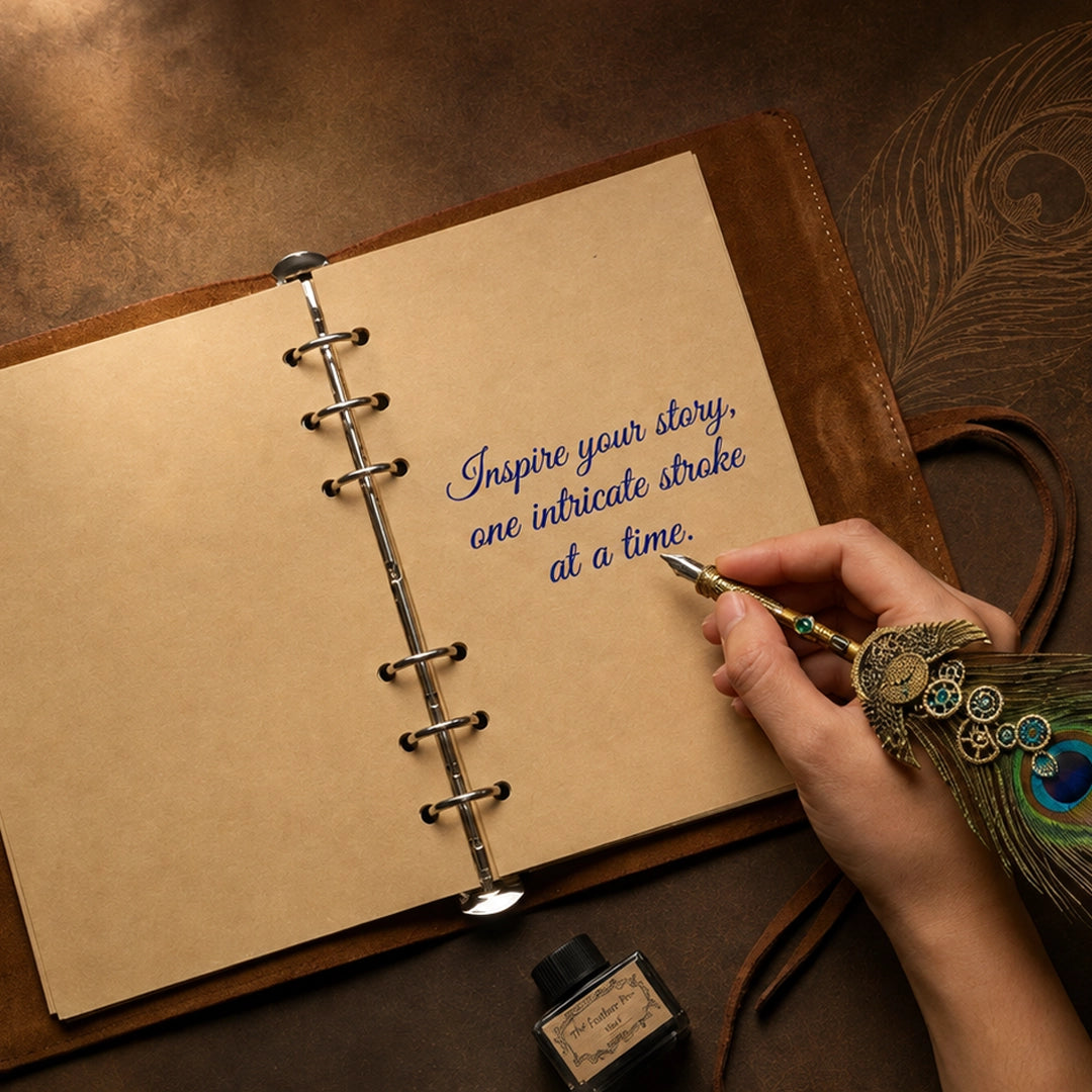 Peacock Feather Pen & Diary Set