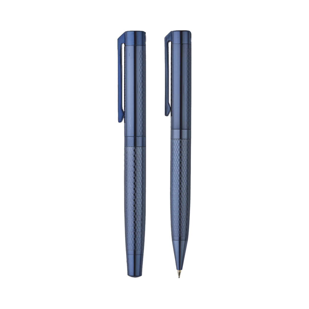 Blue Plate Roller and Ball Pen Set