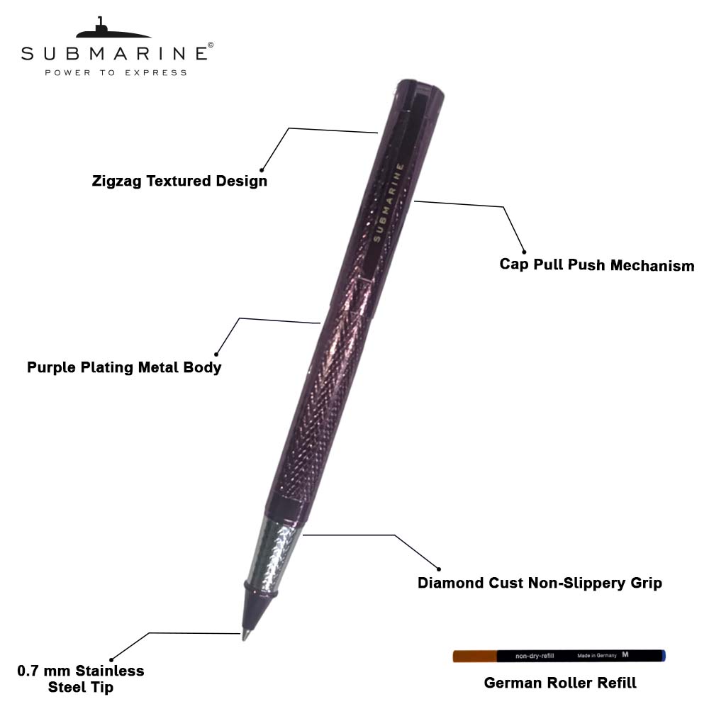 Purple Plate Textured Design Roller Pen