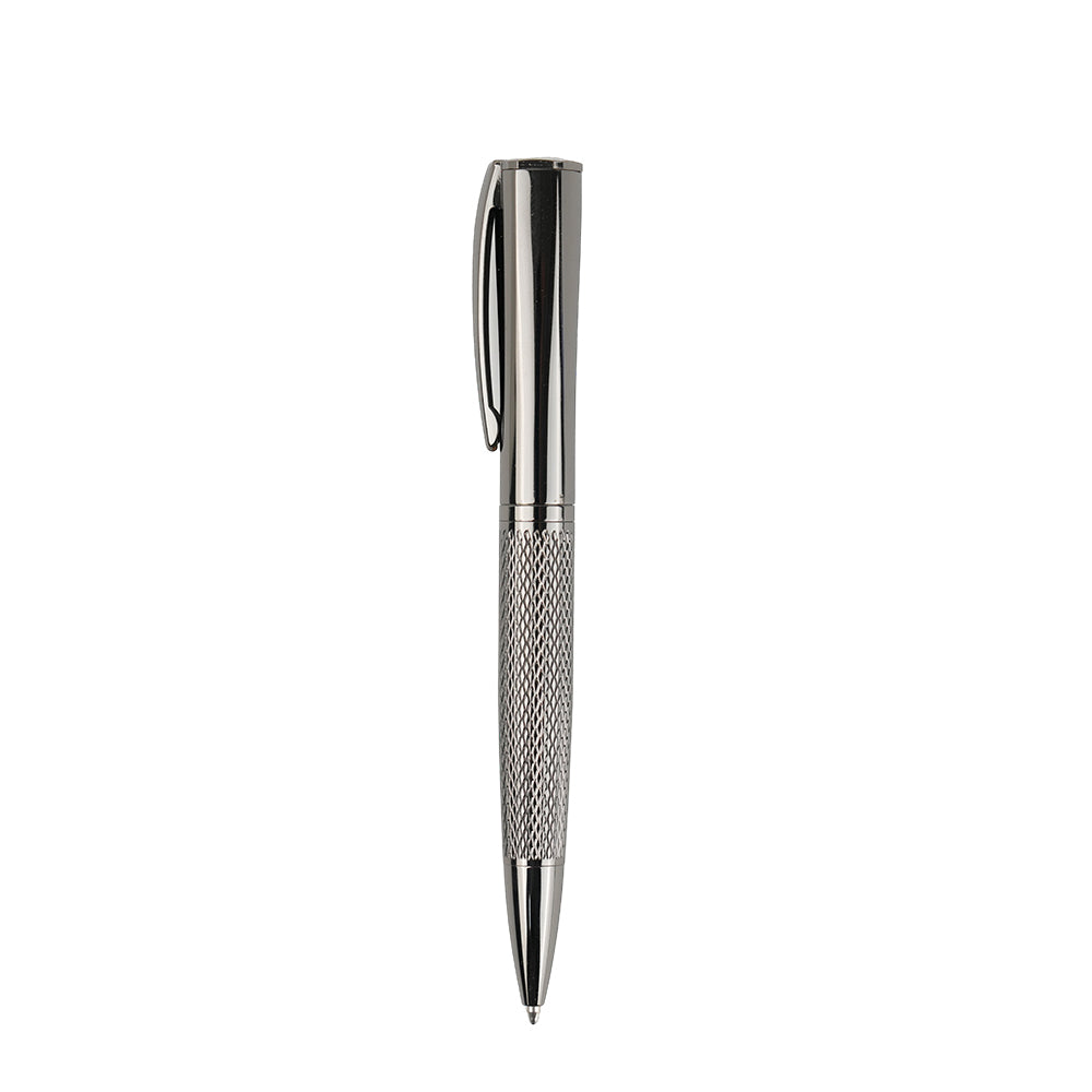 Silver Metal Ballpoint and Roller Pen Combo