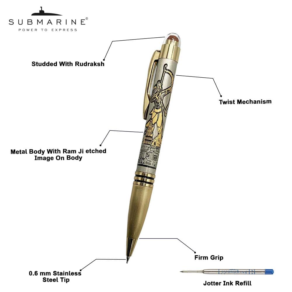 Ram Bhagwan & Ganesha Rudraksha Ball Pen Combo
