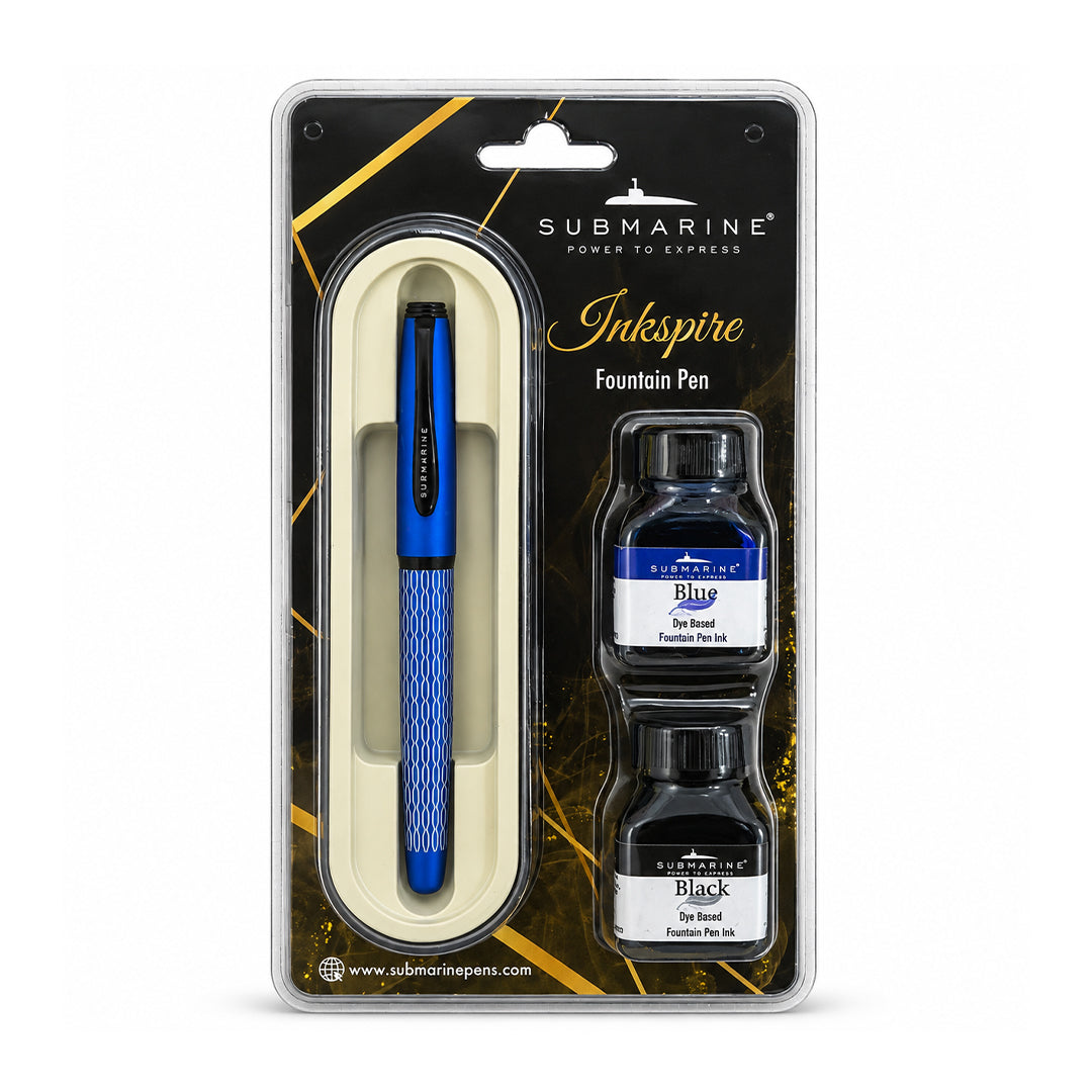 Inkspire Blue Fountain Pen Set