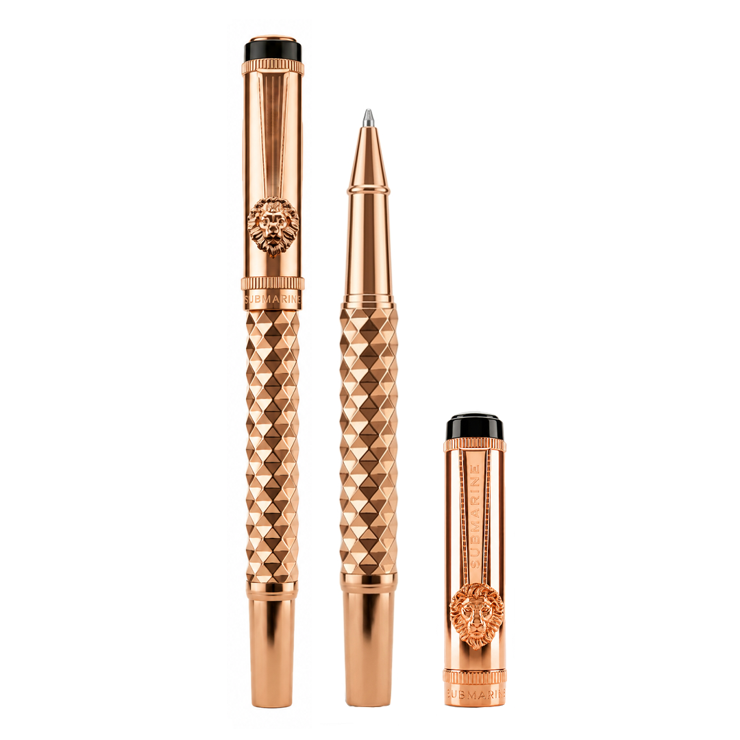 Royal Edition Lion Metal Roller Pen - Set of 2 - Rose Gold