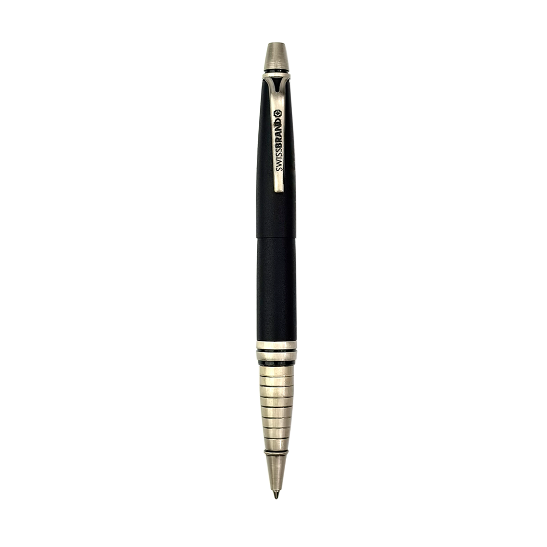 SWISSBRAND Vivid 2532 Matte black chrome Ballpoint Pen with chrome trim