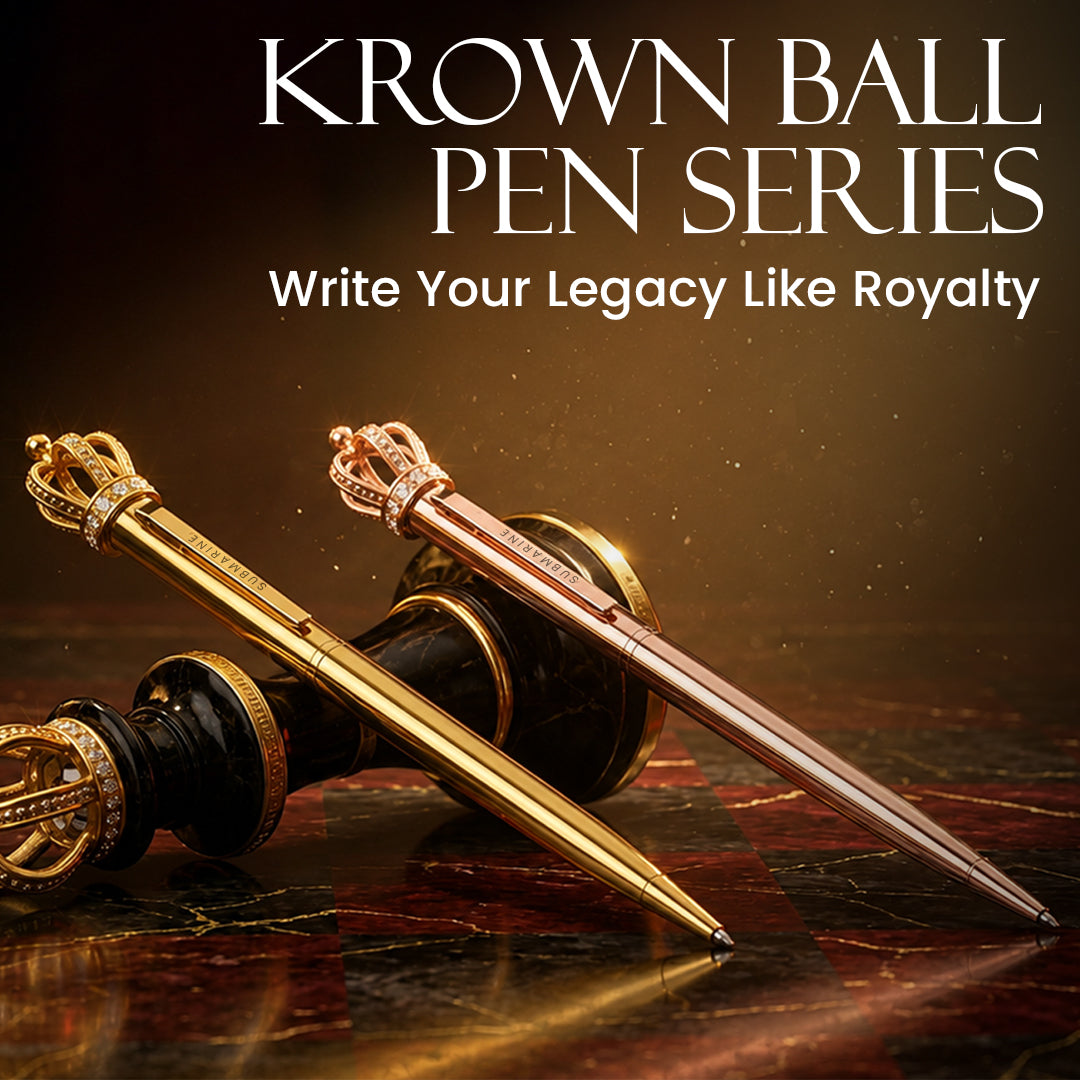Krown Metal Ball Pen - Set Of 2 - Gold & Rose Gold