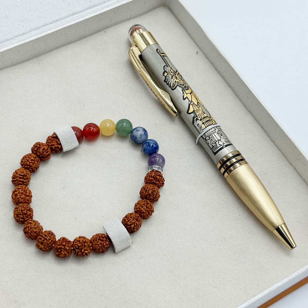 Lord Ram Bhagwan Rudraksh Ball Pen & Bracelet Set
