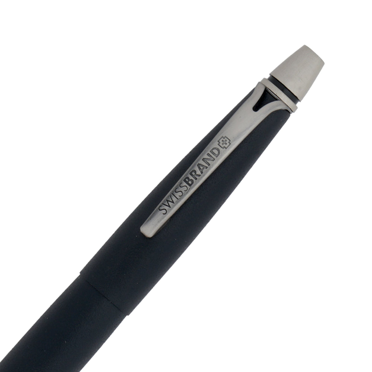 SWISSBRAND Vivid 2532 Matte black chrome Ballpoint Pen with chrome trim