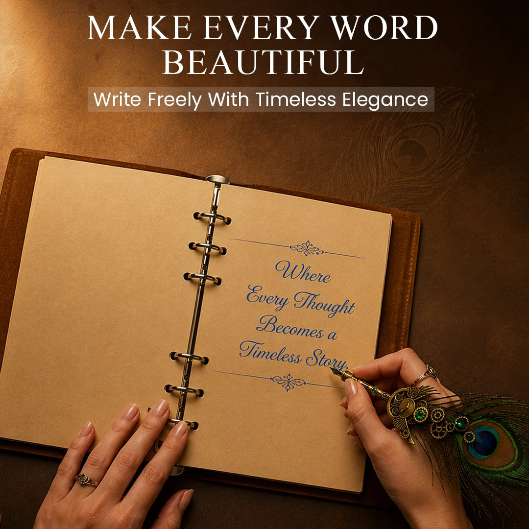 Peacock Feather Pen & Diary Set