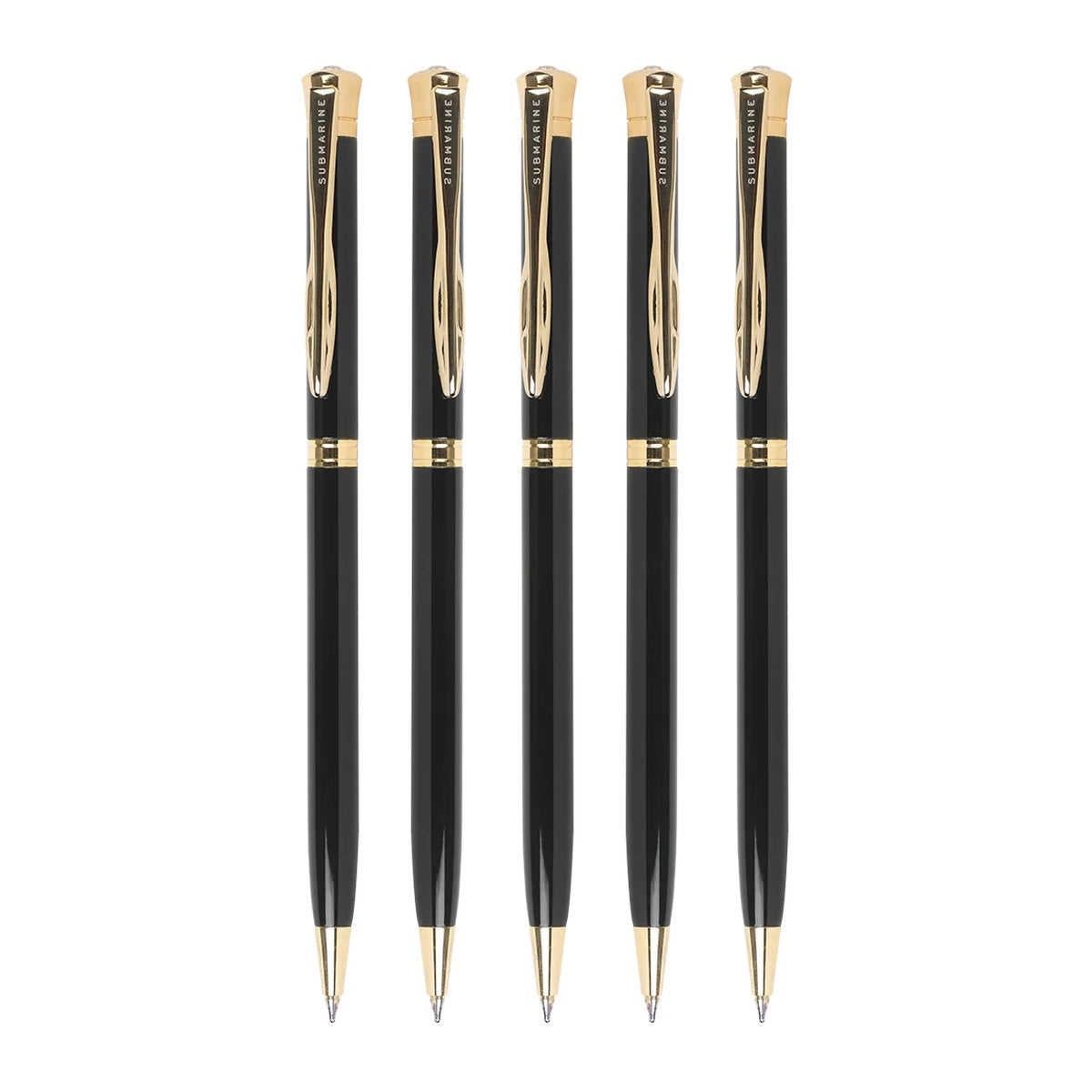 Dance Chrome Ball Pen | Black & Gold | Elegant Wave Clip