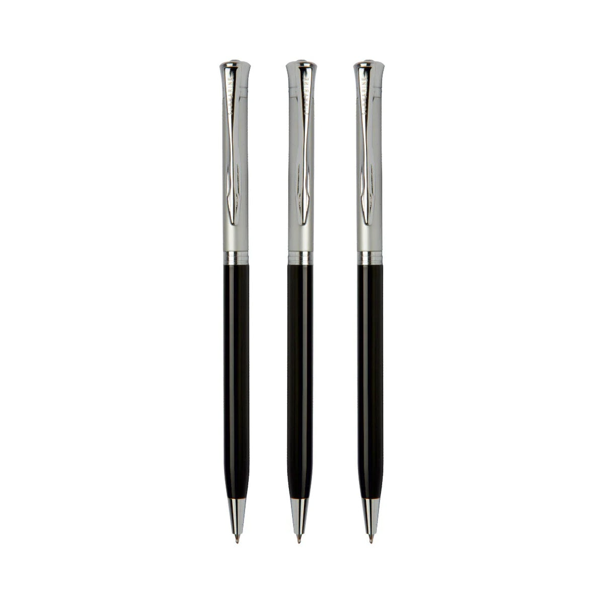 Dance Chrome Ball Pen | Black & Silver | Elegant Wave Clip
