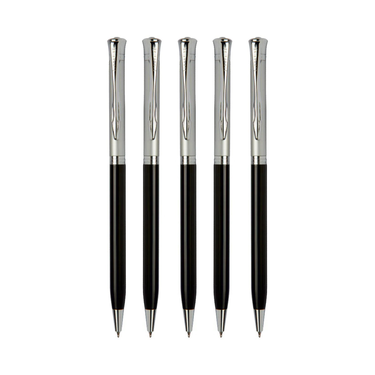 Dance Chrome Ball Pen | Black & Silver | Elegant Wave Clip
