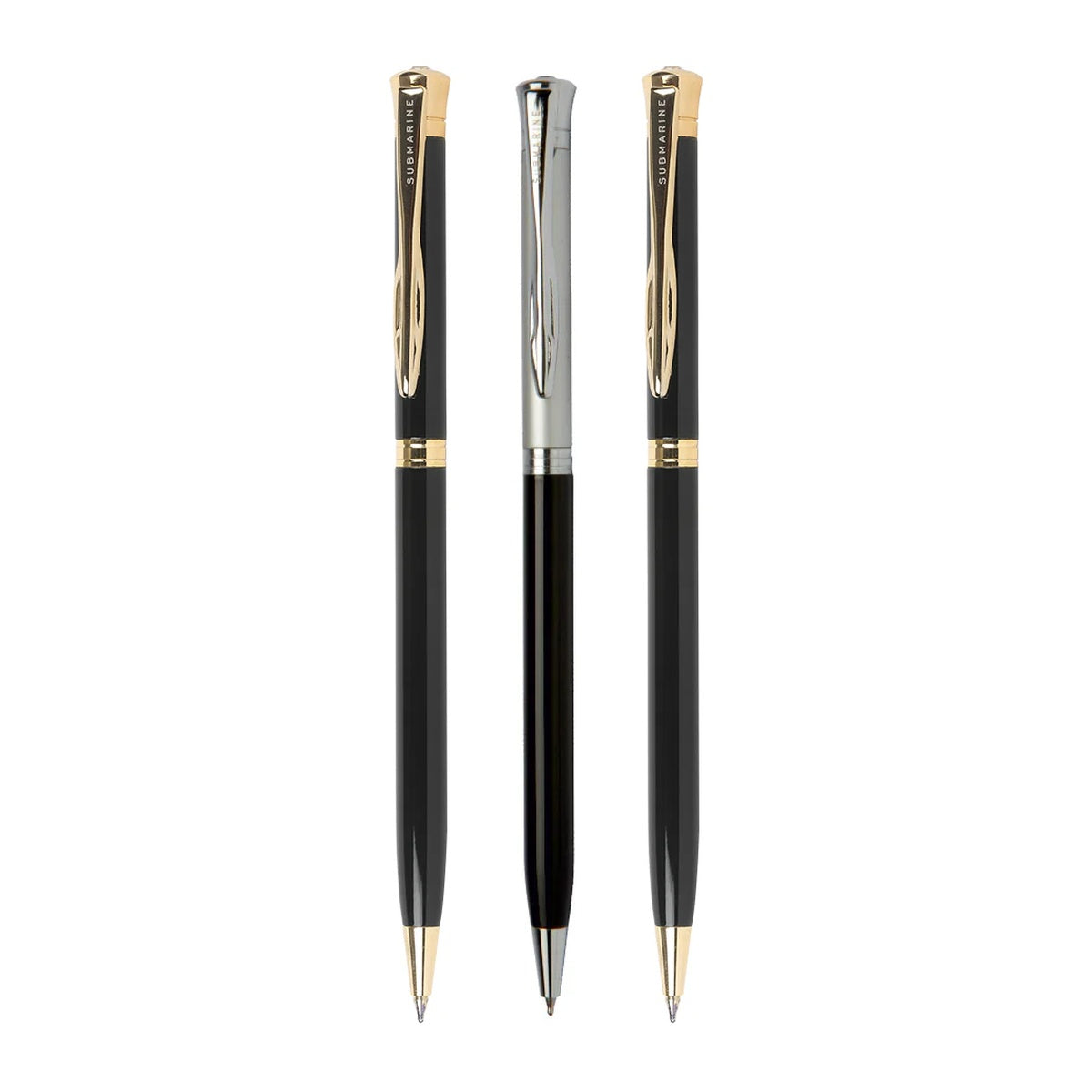 Dance Chrome Ball Pen | Set of 3 | Elegant Wave Clip