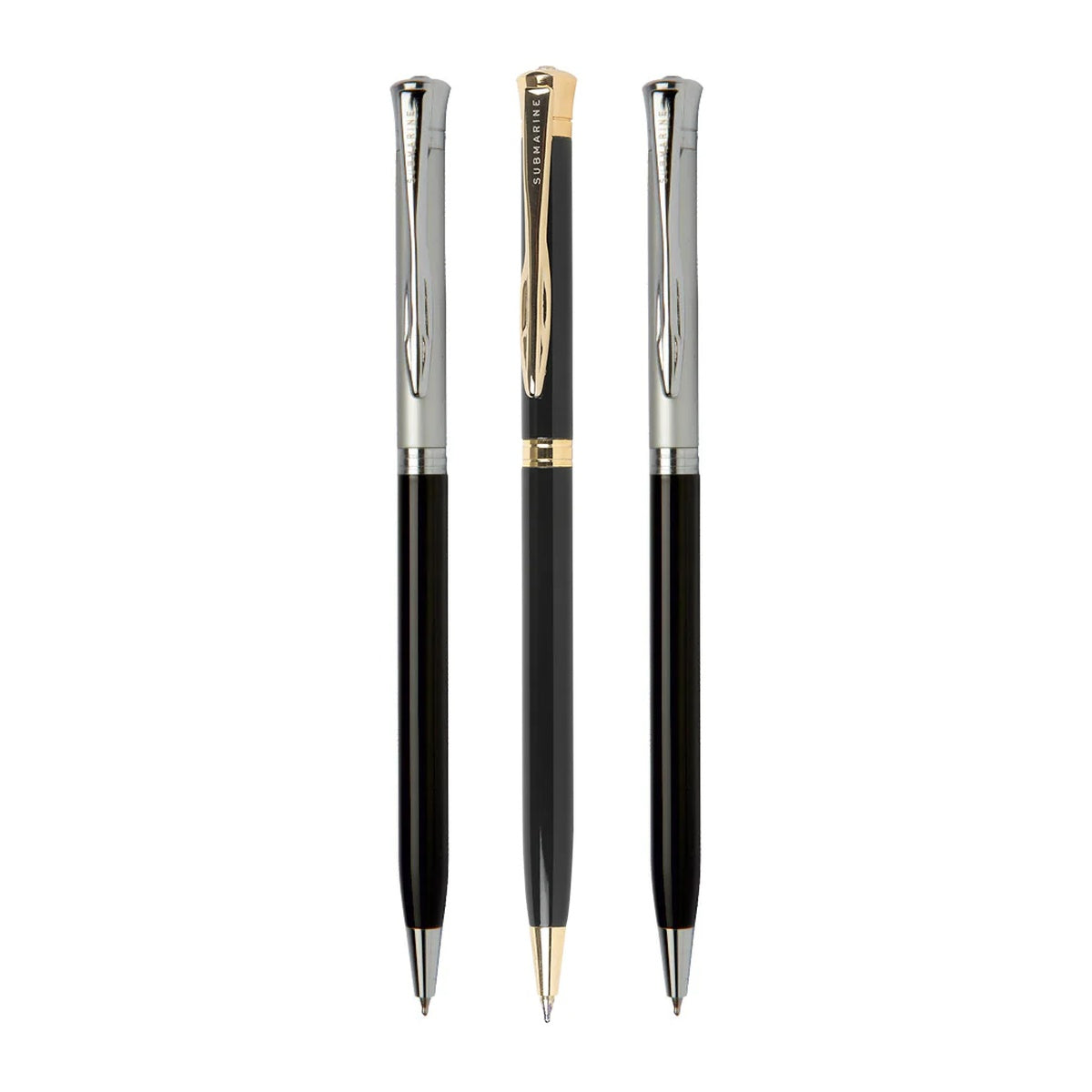 Dance Chrome Ball Pen | Set of 3 | Elegant Wave Clip