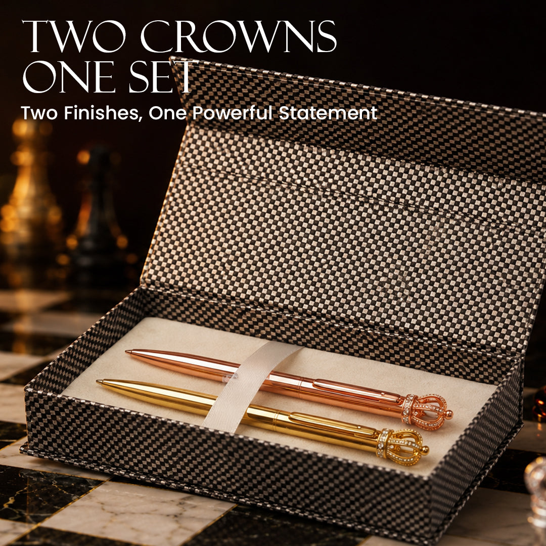Krown Metal Ball Pen - Set Of 2 - Gold & Rose Gold
