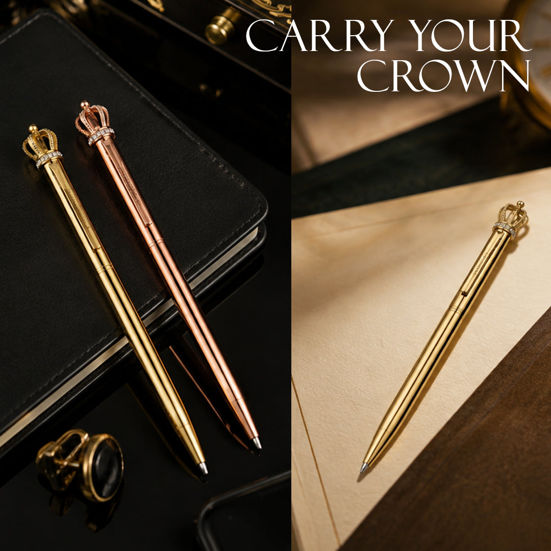 Krown Metal Ball Pen - Set Of 2 - Gold & Rose Gold