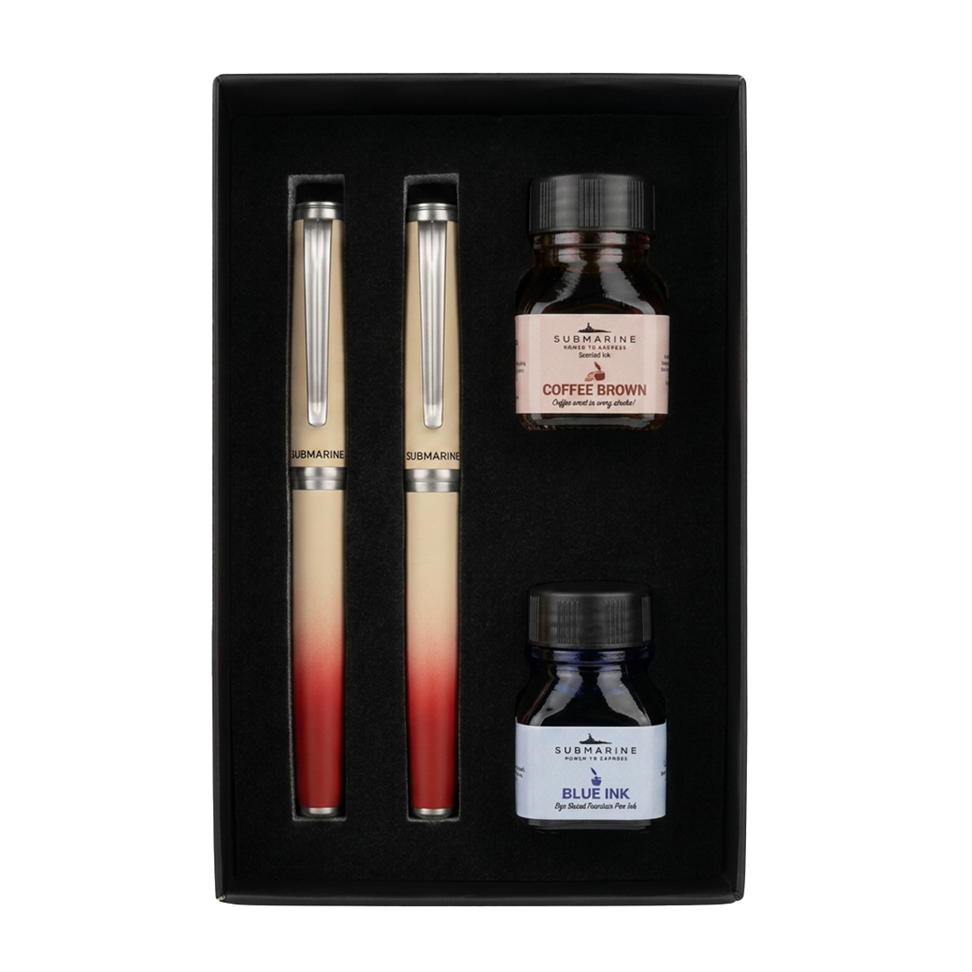 Horizon Dual Shade Fragrance Roller & Fountain Pen Set - Morning Coffee