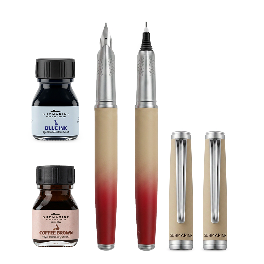 Horizon Dual Shade Fragrance Roller & Fountain Pen Set - Morning Coffee
