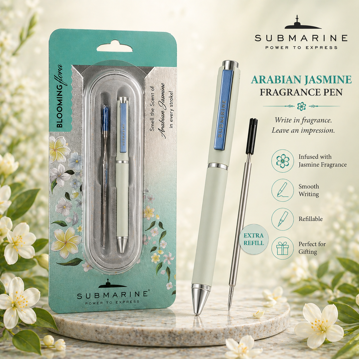 Bloomingflora Fresh Arabian Jasmine Fragrance Ball Pen