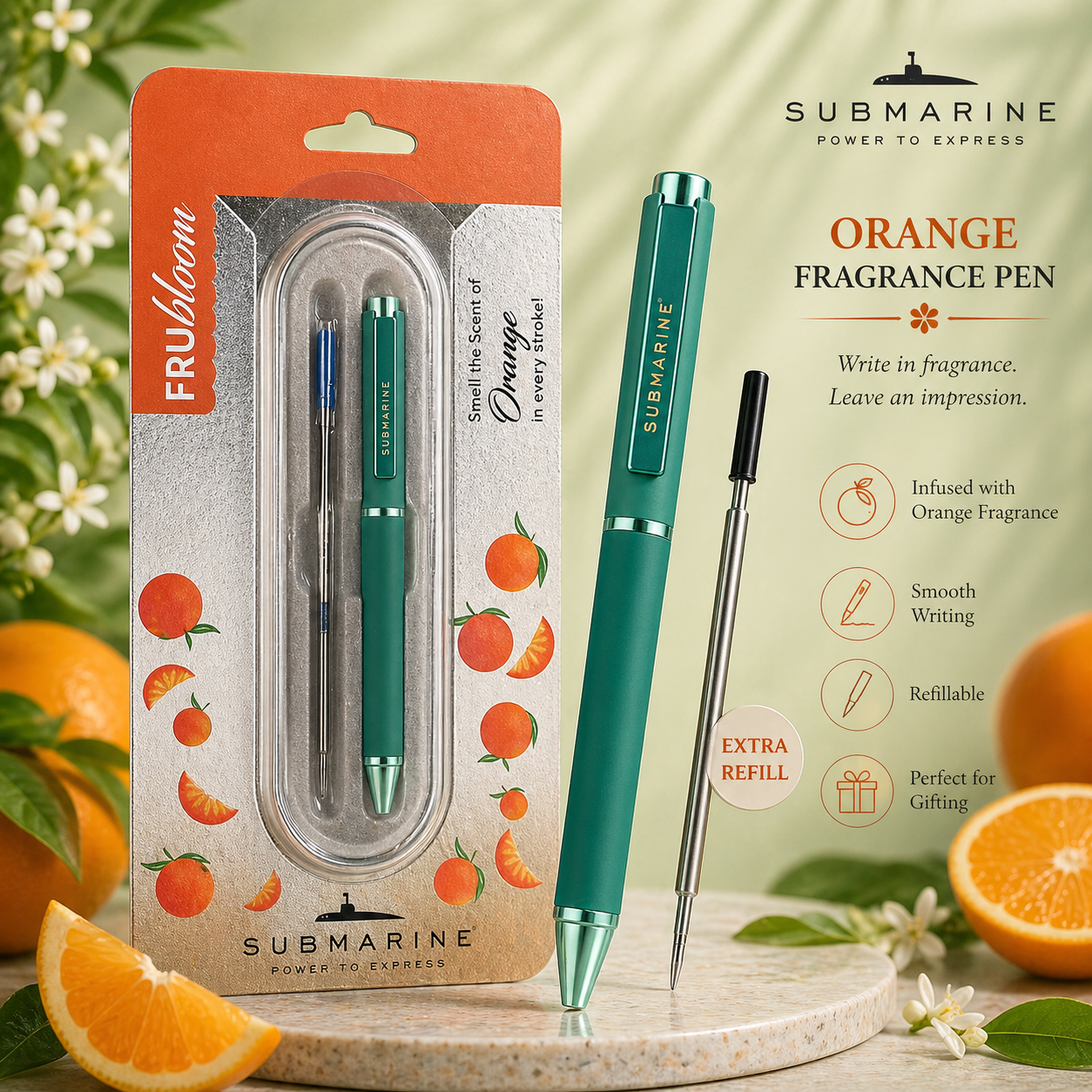 Frubloom Fresh Zesty Orange Fragrance Ball Pen