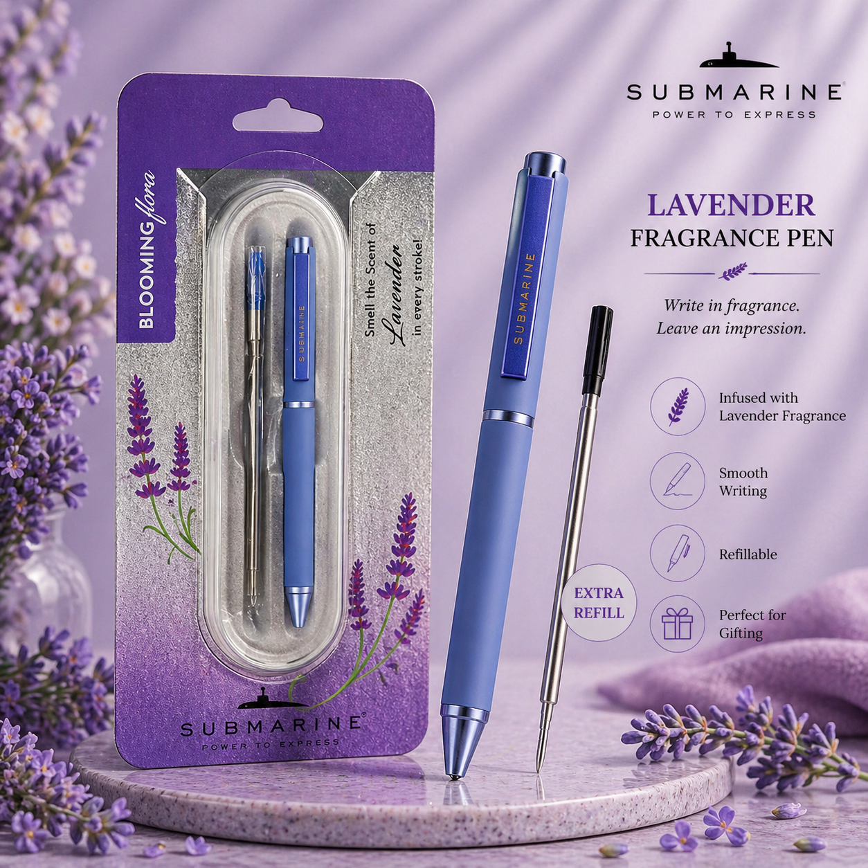 Bloomingflora Fresh Calming Lavender Fragrance Ball Pen