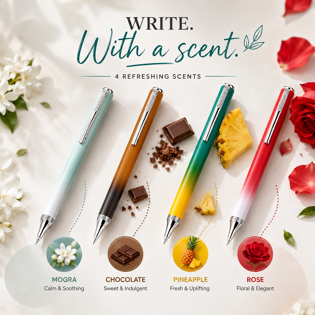 "Jhatka" Ombre Shade Fragrance Ball Pen - Pack of 4