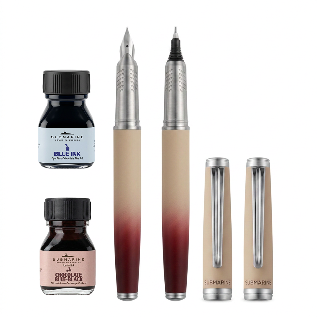 Horizon Dual Shade Fragrance Roller & Fountain Pen Set - Hot Chocolate