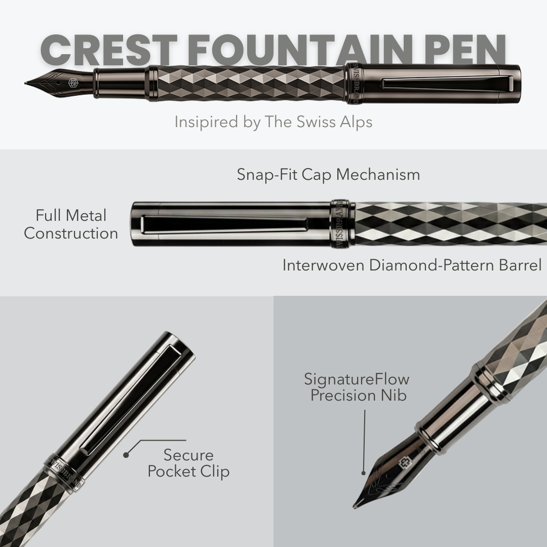 Ashler Crest Ballpoint, Rollerball & Fountain Pen Set
