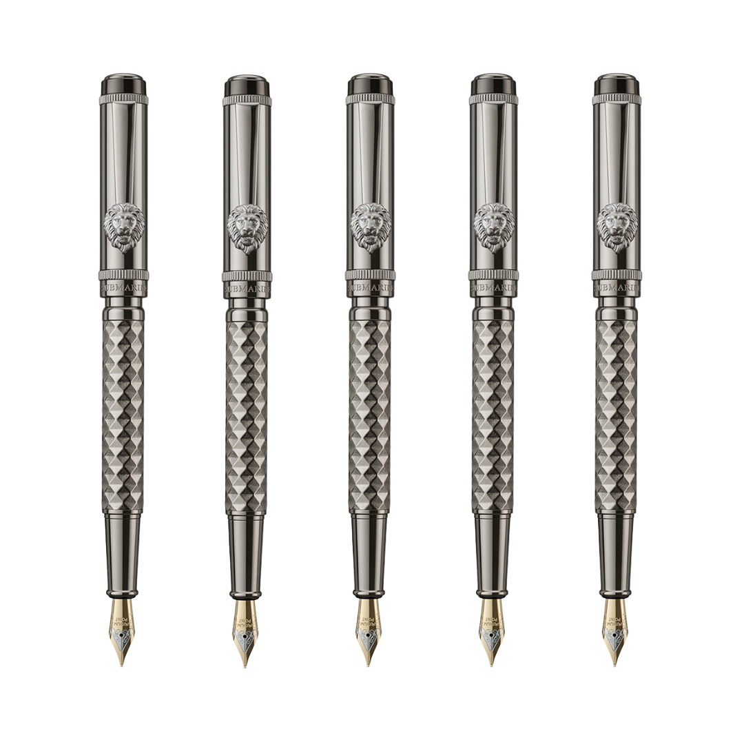 Royal Edition Lion Metal Fountain Pen - Set of 5