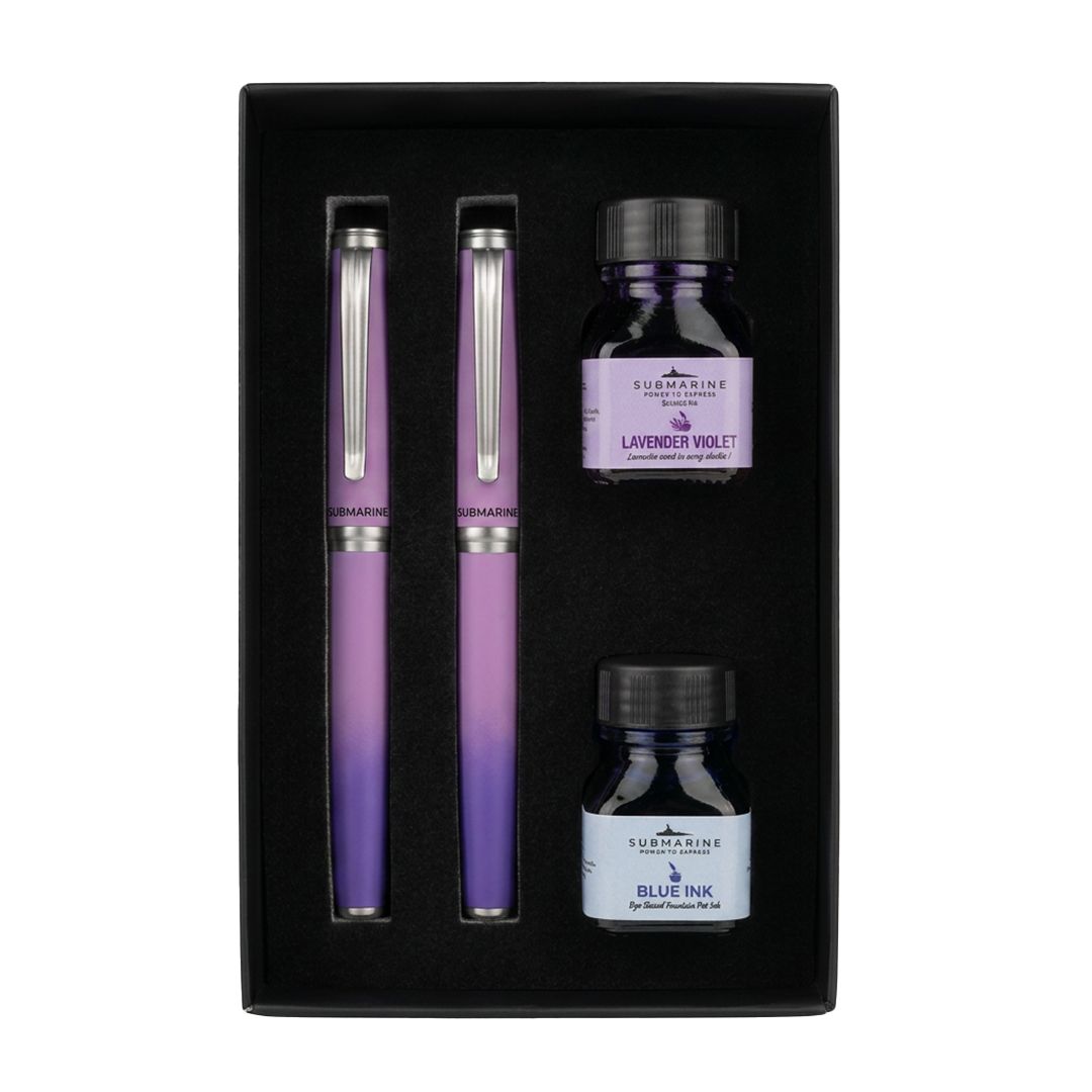 Horizon Dual Shade Fragrance Roller & Fountain Pen Set - Serene Lavender