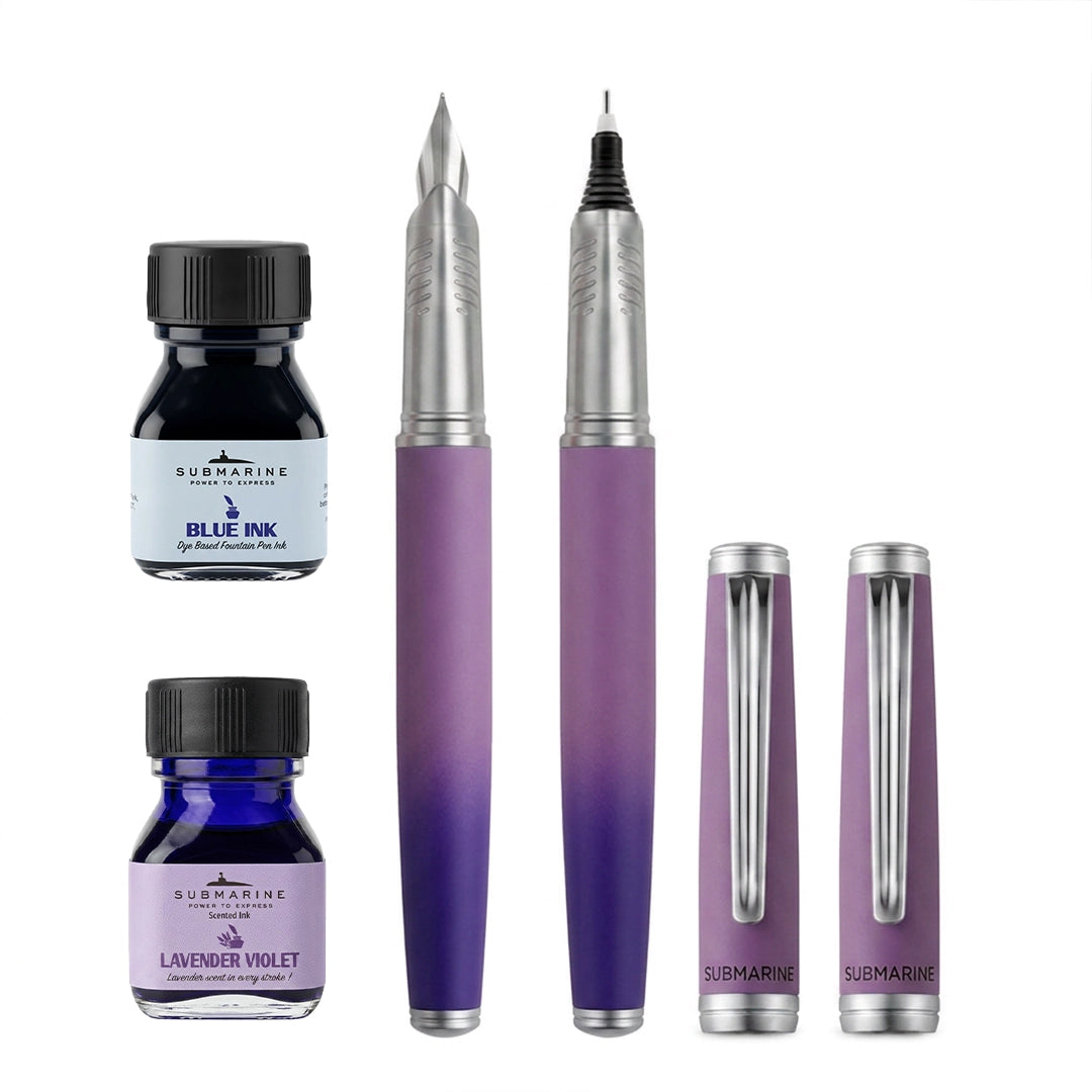 Horizon Dual Shade Fragrance Roller & Fountain Pen Set - Serene Lavender